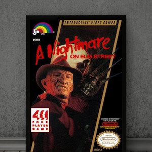 Framed 8.5x11 A Nightmare on Elm Street NES Art Vintage Nintendo Wall Decor Gamers Collectors, RPG, Snes, Retro print, Retro Gaming Print