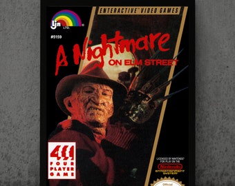 Framed 8.5x11 A Nightmare on Elm Street NES Art Vintage Nintendo Wall Decor Gamers Collectors, RPG, Snes, Retro print, Retro Gaming Print