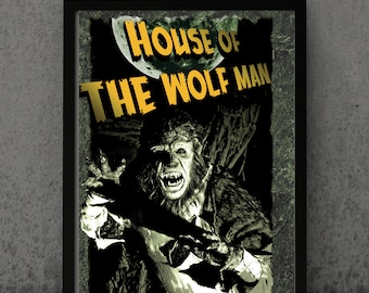 8.5x11 Framed 1941 House of the Wolfman Horror Classic Vintage Art Classic Horror Gothic Horror Werewolf Monster Movie Haunted House