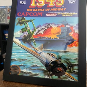 Framed 8.5x11 1943 Battle of Midway Vintage NES Art Vintage Nintendo Wall Decor Gamers Collectors, RPG, Snes, Retro print Retro Gaming Print