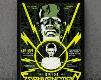 Framed 8.5x11 Bride of Frankenstein Art Print 1974 Famous Monsters Magazine Cover Vintage Horror Decor