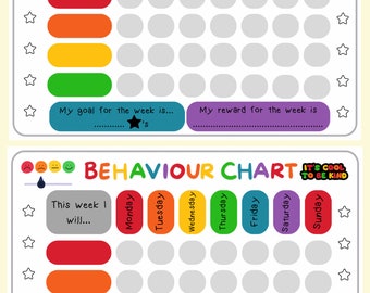 Belohnungs- und Verhaltenstabellen für Kinder - Printable at Home Diagramme - A4