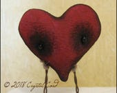Mini Small heart anthropomorphic doll Valentine love farmhouse creepy cute doll decor cottage spooky Quirky Primitive doll red