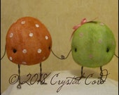 Mini Easter colored eggs anthropomorphic doll set of 2 small holiday decor farmhouse creepy cute decor cottage spooky Quirky Primitive doll