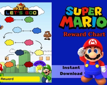 Super Mario-beloningstabel, gedragstracker voor kinderen (digitale download)