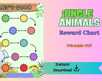 Jungle Animals Reward Chart: Kids Training, Positive Behavior (PDF)