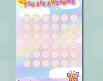 Kids Rainbow Reward Chart | Behavior Sticker Tracker (Instant Download PDF)