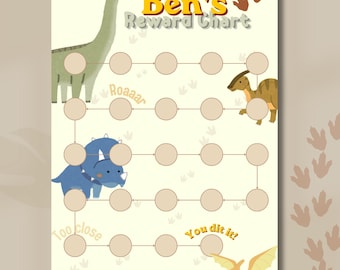 Personalized Dinosaur Reward Chart | Custom Behavior Tracker (Digital Download)