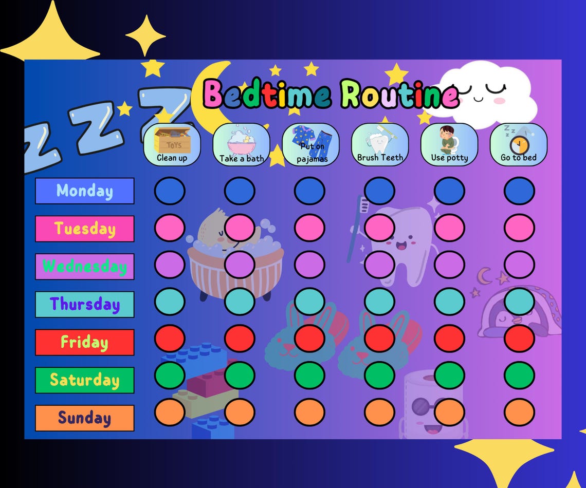 Morning And Night Routine Chart.pdf Morning & Night Routine Chart for Kids | Printable Chore Chart PDF - Etsy