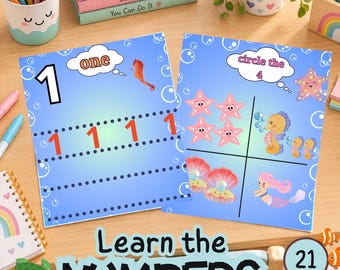 Learn the numbers 1-10 | Ocean theme Printable Educational Activities|Number Tracing and Counting