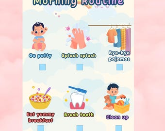 Toddler Morning Routine Chart | Visual Schedule, Checklist (PDF Download)