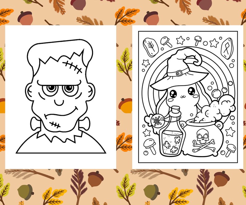 Spooky Coloring Pages for Kids Printable Halloween Activity PDF - Etsy