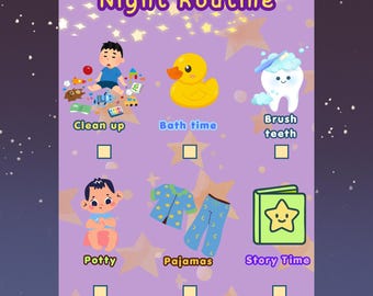 Toddler Night Routine Chart | Visual Bedtime Schedule (Instant Download)