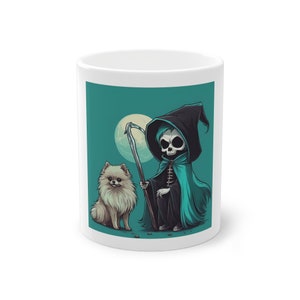 Pommern Kaffeetasse - Keramiktasse im Cartoon-Stil für Hundeliebhaber mit gotischem Grafikdesign, ideales Geschenk für Kaffee-Enthusiasten