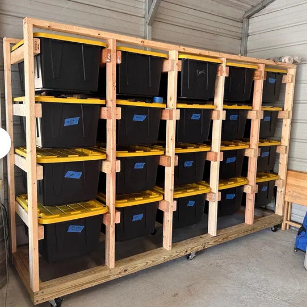 27 Gallon Tote Storage Rack Plans in Multiple Size Options, Garage