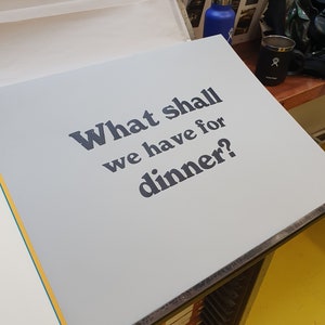 Letterpress What Shall We Have for Dinner Poster: Vintage Souvenir Font, Fiona Hamilton Print