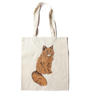Ginger Cat Tote Bag: Hand Screen Printed Cotton Shopper by Fiona Hamilton