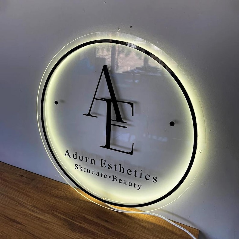 Customisable Round LED Acrylic Sign - Personalised Glowing Wedding/home ...