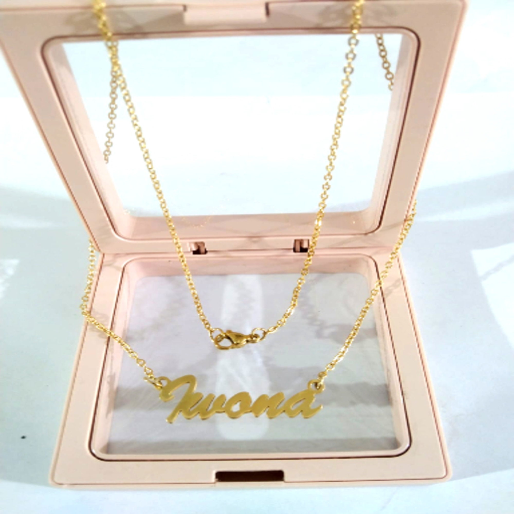 Solid 24k gold name necklace hot sale