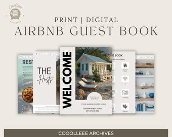 Bearbeitbare Canva-Vorlage für Airbnb-Gästebücher, moderner Leitfaden für Ferienwohnungen (digital)