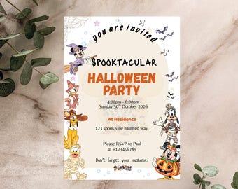 Halloween-Party-Einladung zum Ausdrucken, bearbeitbare, gruselige Halloween-Einladung für Kinder, sofortiger Download, Einladung zur „Süßes oder Saures“-Party (5x7 Zoll)
