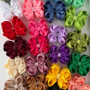 Octopus Bows, Bloom Bows, Handmade Boutique Hair Bows for Girls, Big Grosgrain Double Stack Bows, Custom Hair Accessories, 5-inch Bows