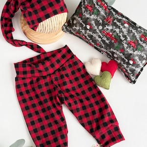 Buffalo Plaid Newborn Outfit | Christmas Newborn Posing Pillow | Tiny Heart Props