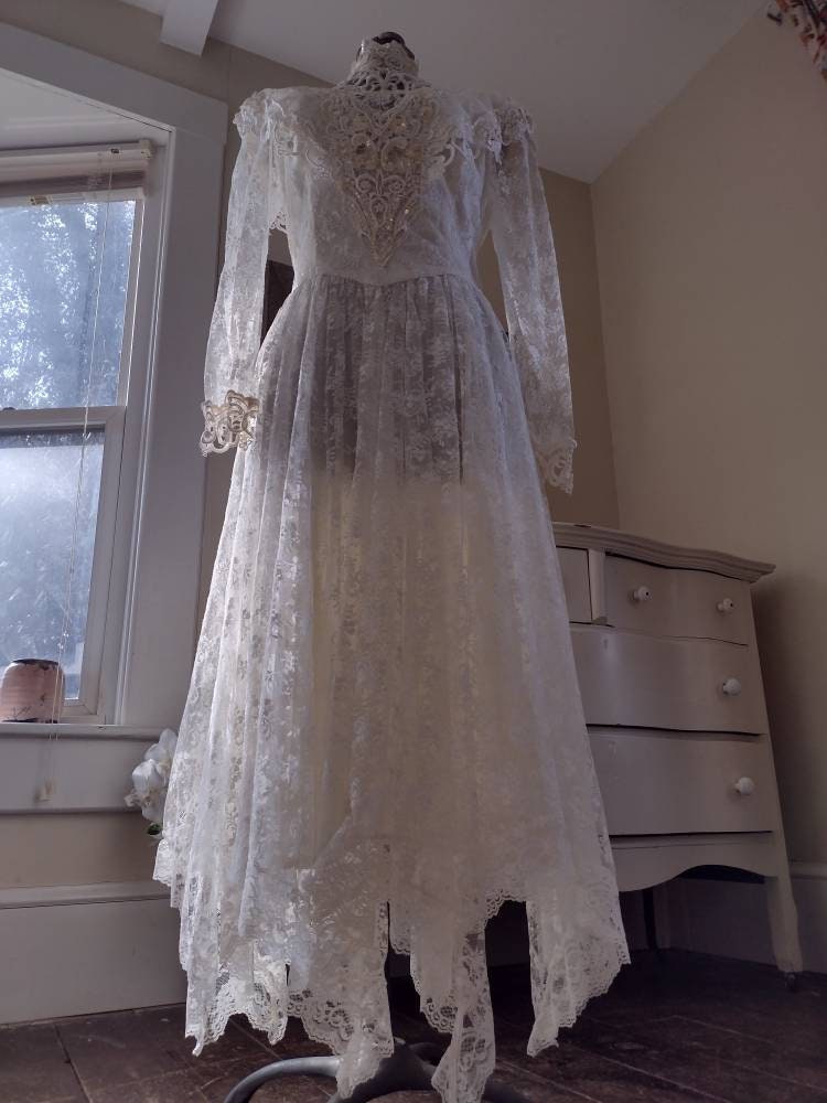 1980s Jessica Mcclintock Victorian Revival Vintage Dress . Wedding ...