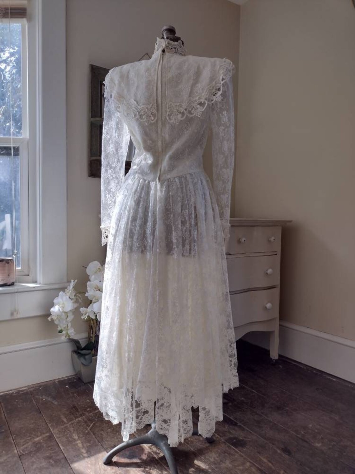 1980s Jessica Mcclintock Victorian Revival Vintage Dress . Wedding ...