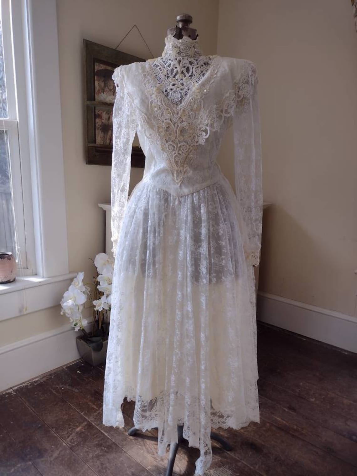 1980s Jessica Mcclintock Victorian Revival Vintage Dress . Wedding ...