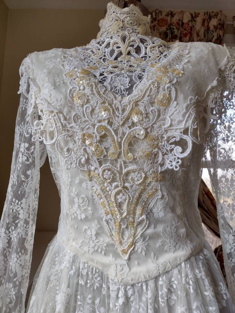 1980s Jessica Mcclintock Victorian Revival Vintage Dress . Wedding ...