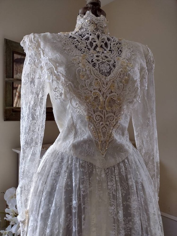 1980s Jessica Mcclintock Victorian Revival Vintage Dress . Wedding