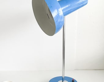 Vintage Adjustable Large Desk Lamp Fully Working, Retro Hungarian Table Lamp 1970, Vintage Szarvasi Desk Lamp Blue, Mid Century Modern lamp