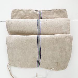 Antique European Grain Sack with Stripes, Authentic Grain Bags, Rustic Feedsack, Vintage Foodsack for Upholstery, Old Grainsack Fabric BGR1
