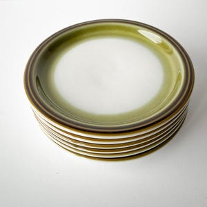 Set of 6 Vintage Denby Salad Plates in Green, 1980s Denby Green Side Plates, Vintage Denby Rochester Dinner Plates, Denby Round Plates UK