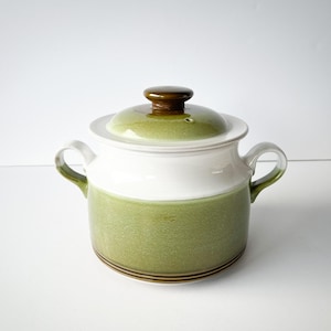 Vintage Denby Rochester Auflaufform mit Deckel, Denby Grüne Auflaufform, Vintage Denby Steingut Servierplatte, Denby Auflaufform Topf