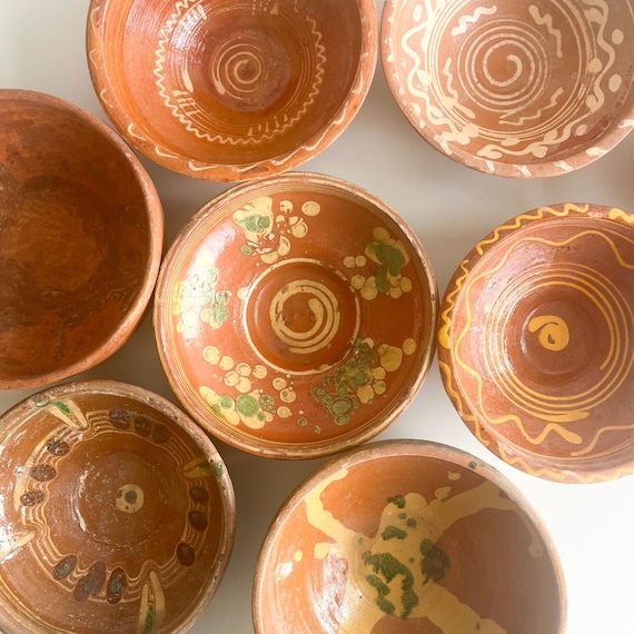 Horezu Pottery Bowls, Rustic Terracotta Clay Bowls, Handpainted Romanian Ceramic Dish