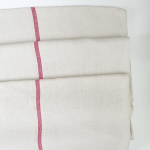 Large Antique Grain Sack fabric for Upholstery, Vintage Feedsack Fabric for Farmhouse Decor, European Grainsack Upcycling, Red Stripe  R25