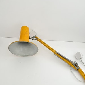 Vintage Ochre Yellow Architect Lamp, Adjustable Desk Lamp, Retro Hungarian Table Lamp 1970, Vintage Drafting Lamp, Mid Century Modern lamp