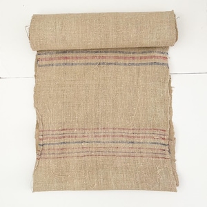 Antique Grain Sack Fabric Roll 6meters, Heavy Hemp Grainsack Roll, Vintage Feedsack with Stripes, Farmhouse Floursack Stair Runner Fabric