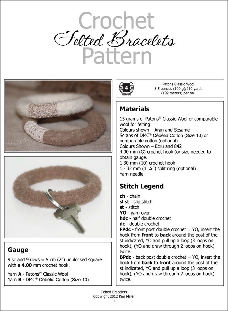 CROCHET PATTERN Felted Bracelets Instant Download PDF image 5