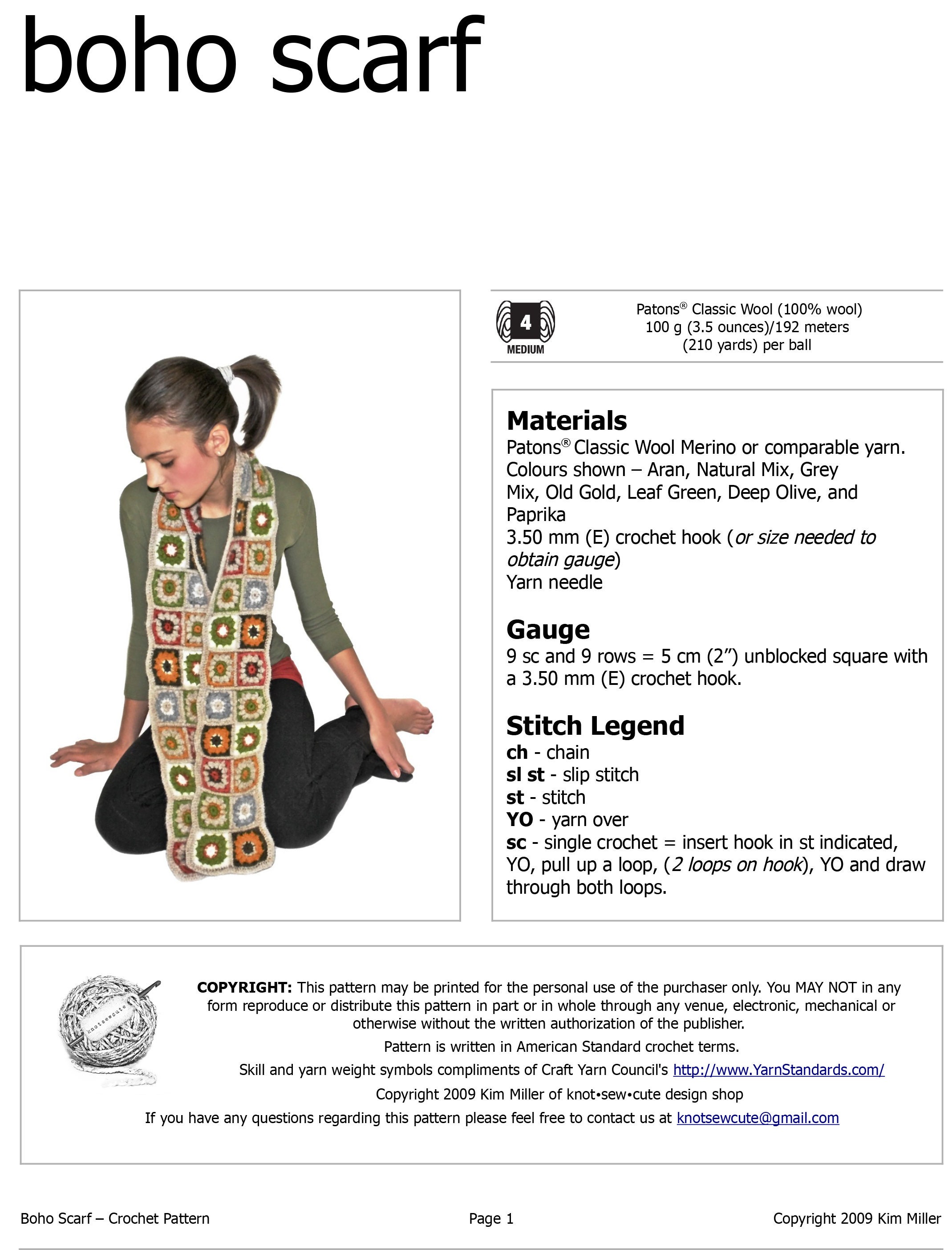 CROCHET PATTERN - Boho Scarf - Instant Download (PDF) - Etsy