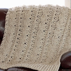 CROCHET PATTERN Chunky Cables Decorative Throw Instant Download PDF image 1