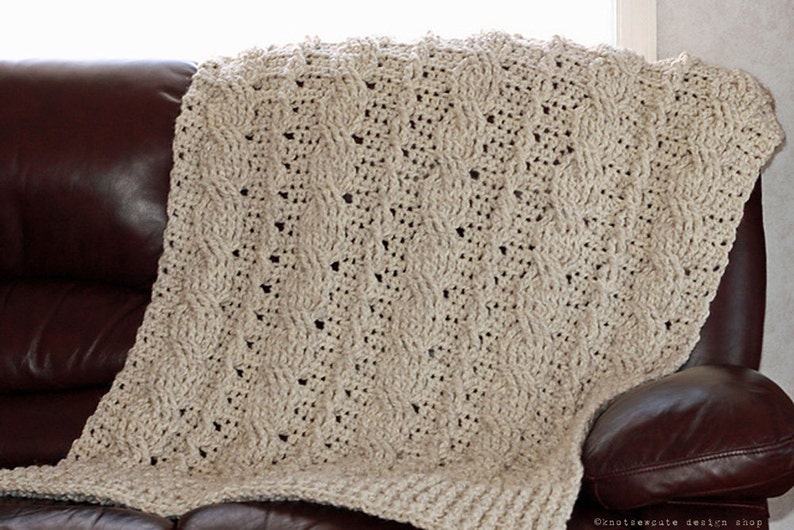 CROCHET PATTERN Chunky Cables Decorative Throw Instant Download PDF image 1