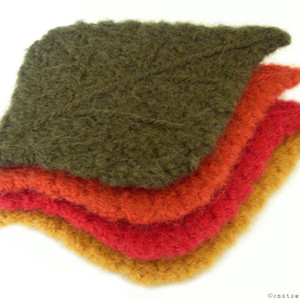 CROCHET PATTERN - Felted Tea Cozy and Leaf Coasters - Instant Download (PDF)