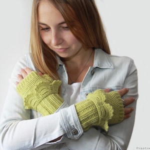 CROCHET PATTERN - Lacy Llama Fingerless Mitts - Instant Download (PDF)
