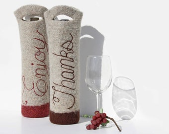 CROCHET PATTERN - Felted Wine Bottle Gift Bag - Instant Download (PDF)