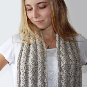 CROCHET PATTERN - Reversible Cable Scarf -  Instant Download (PDF)
