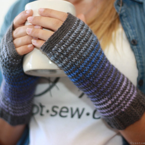 CROCHET PATTERN - Kaleidoscope Fingerless Mitts - Instant Download (PDF)