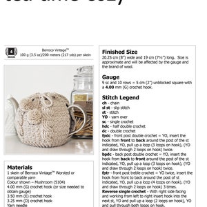 CROCHET PATTERN Tea Time Cozy Instant Download PDF image 6